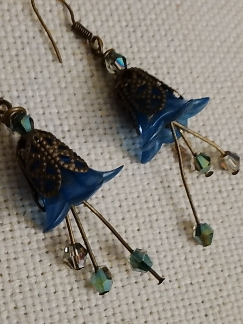 Blue Floral Luçite Drop Earrings - Elegant Women Jewelry